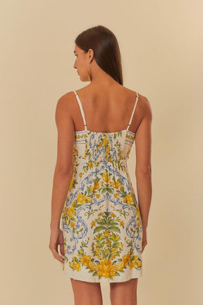 Vestido Curto Alça Estampado Sicília