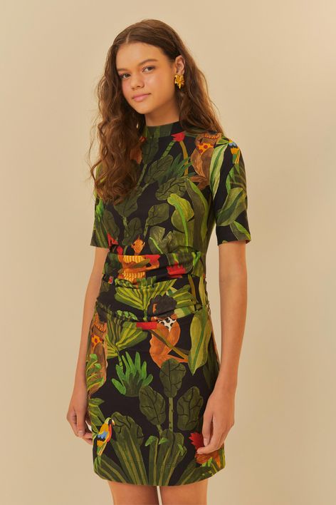 Vestido Curto Estampado Beleza Tropical