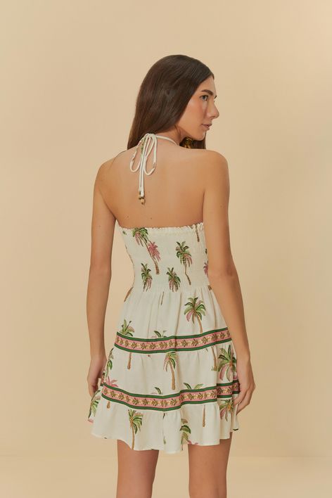 Vestido Curto Estampado Coqueirinhos De Verão