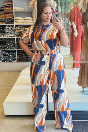 Conjunto Plus Size Estampado em Viscose