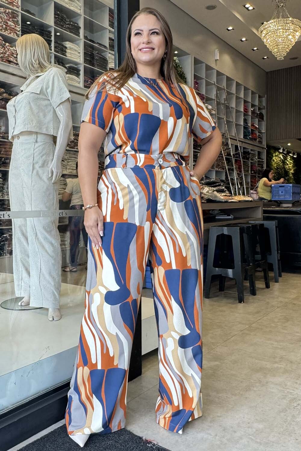 Conjunto Plus Size Estampado em Viscose