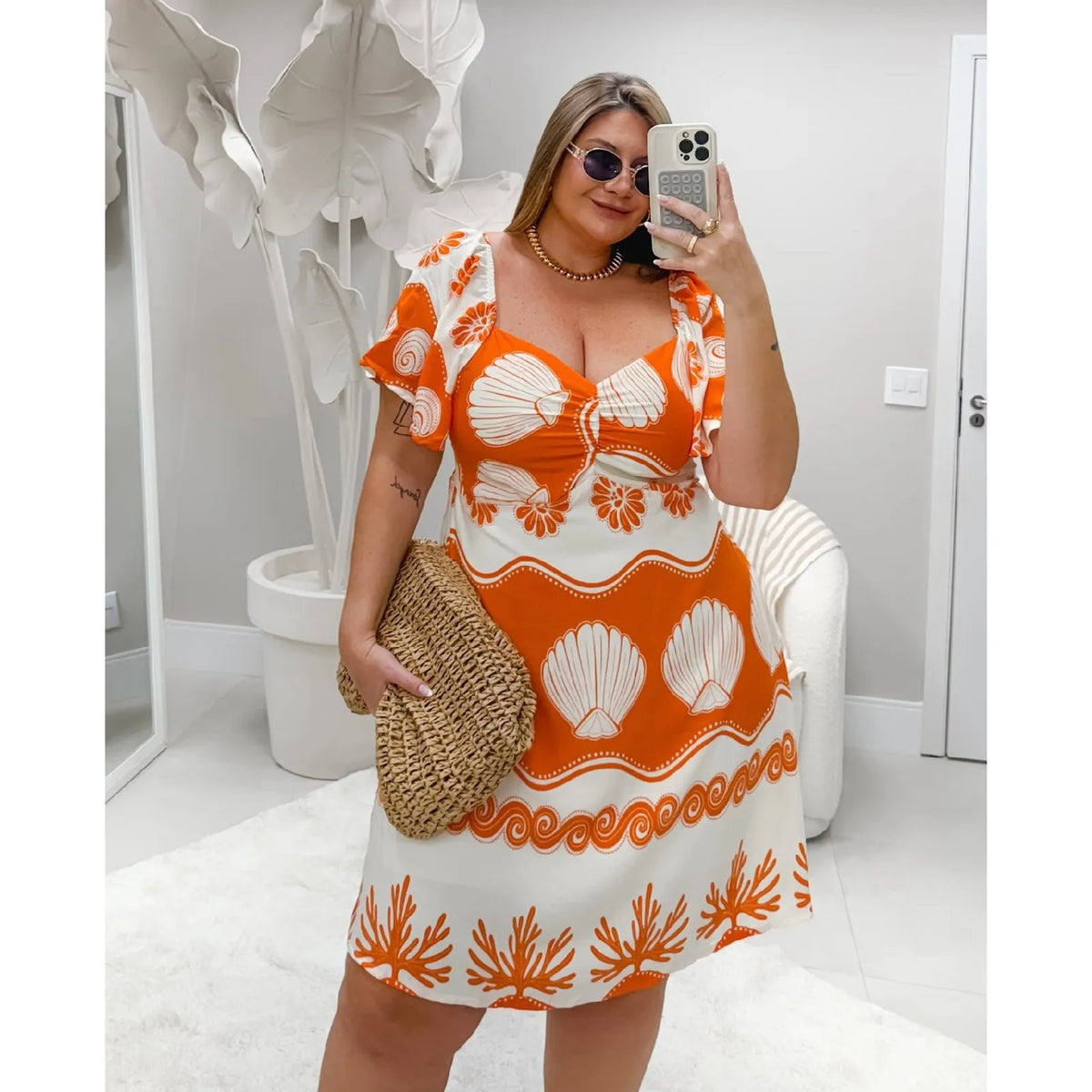 Vestido Conchas Exclusivo Laranja